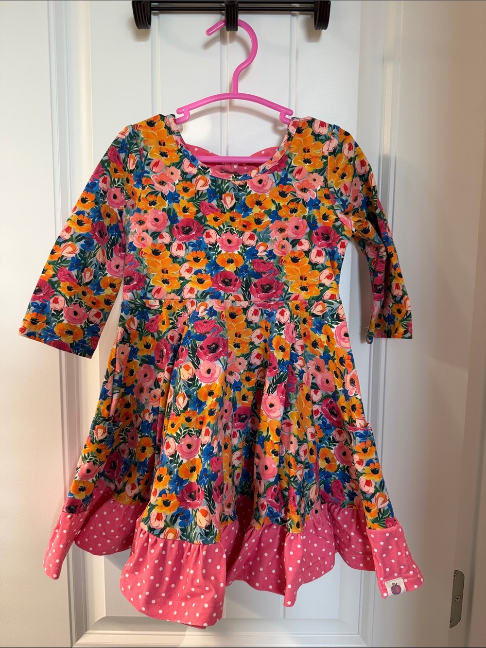 cheeky plum Pink, Yellow & Blue Floral Twirl Dress